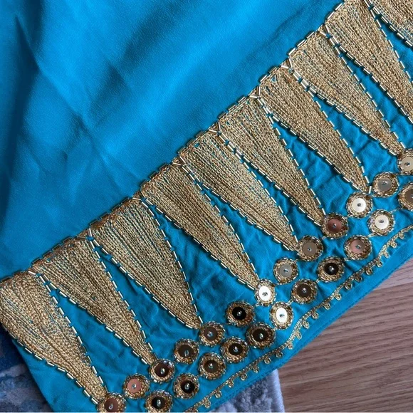 Chasing Unicorns Turquoise & Gold silk embroidered queen of hearts dream coat OS - Picture 6 of 11